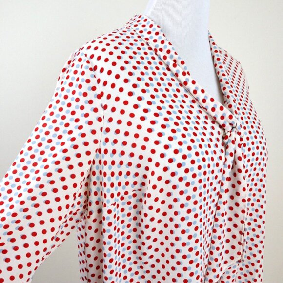Modcloth Size 1X Pleasant Confidence Blouse Polka Dot Red Blue - Picture 7 of 11